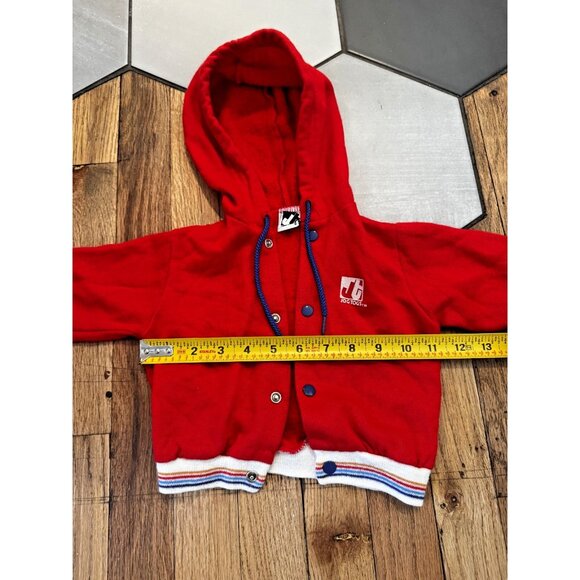 Vintage JOG TOG Zip uo hoodie sweatshirt red rainbow cuff drawstring infant 6-9M - Picture 4 of 6